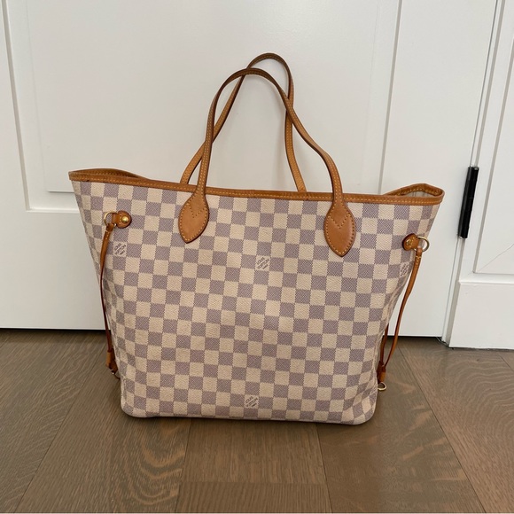 Louis Vuitton NEVERFULL MM Shoulder Bag, Damier Azur Print - Picture 7 of 16